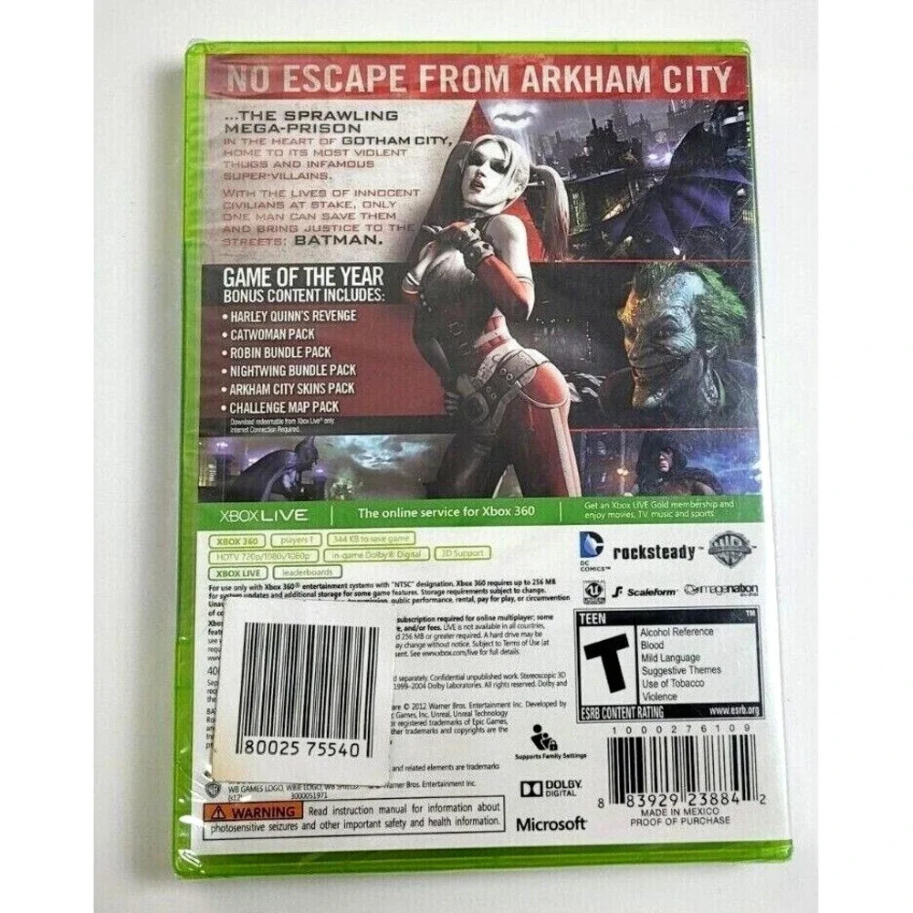 BATMAN ARKHAM CITY: GAME‎ OF THE YEAR EDITION - XBOX 360 GAME - FACTORY SEALED!